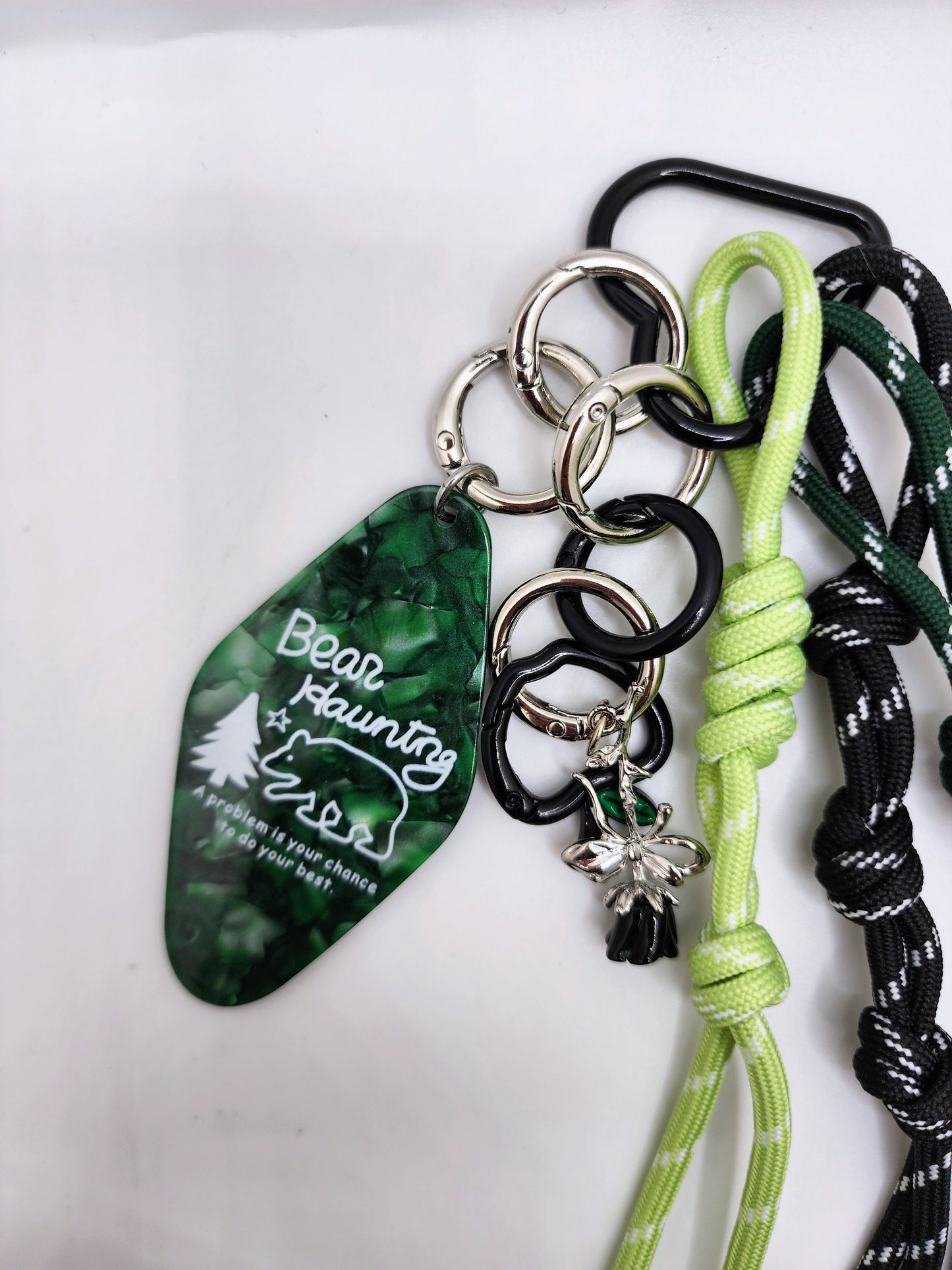Bear Haunting Bag Charm - Green & Black