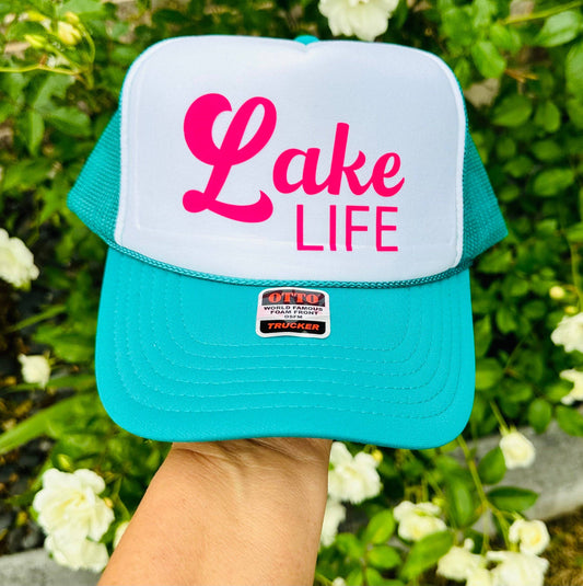 Lake Life Printed Jade & White Trucker Hat