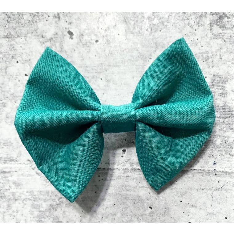 Classic Fabric Hair Bow Set - Teal & Yellow Floral Phoenix Shop LLC