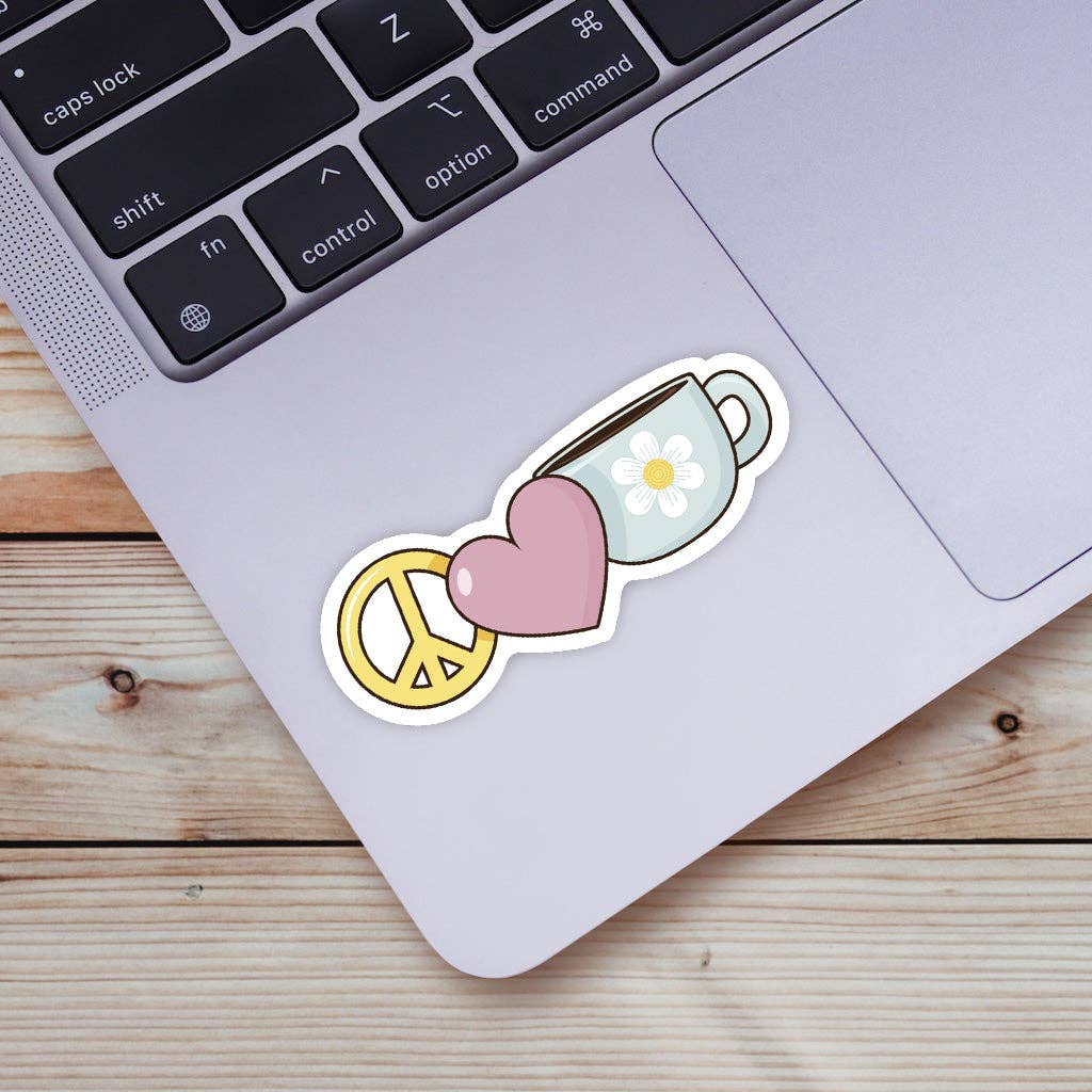 Peace, Love, and Coffee Sticker Big Moods