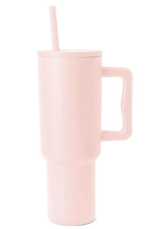 Monochromatic Stainless Steel Tumbler with Matching Straw Trendsi