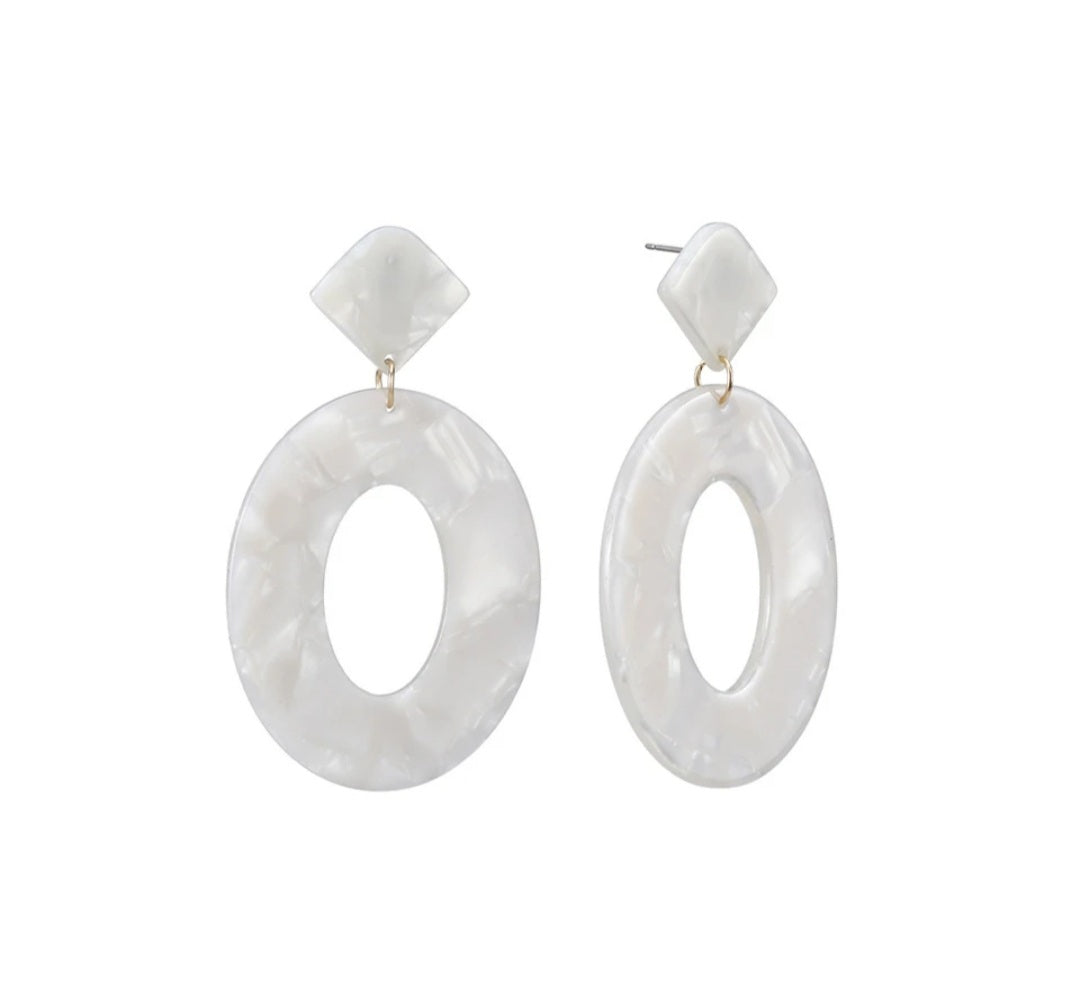 Ivory Acrylic Drop Earrings Phoenix Shop LLC