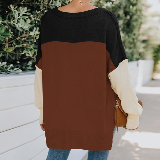 Knit Color Block Dolman Sweater ePretty