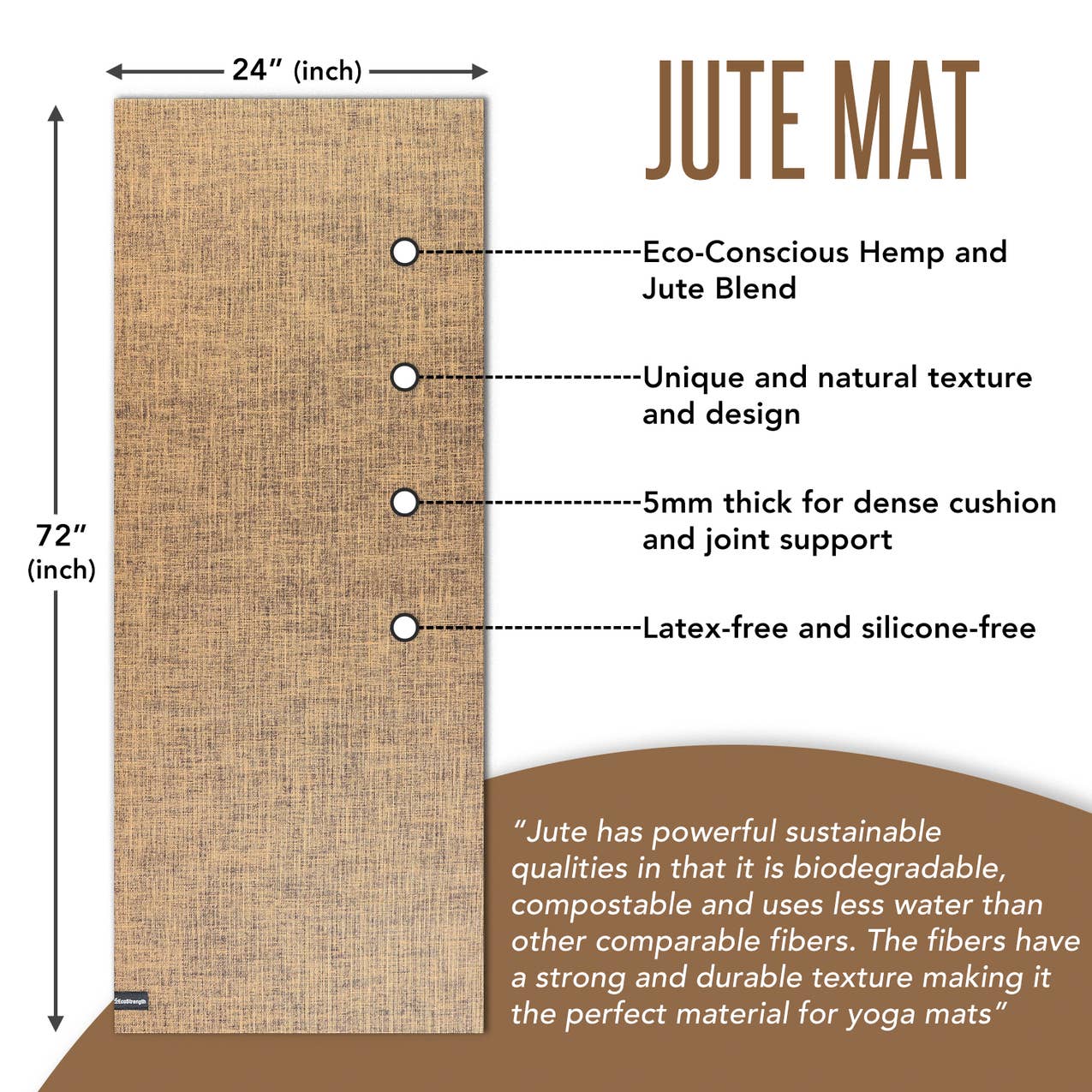 Rich Coffee Brown Hemp Blend Yoga Mat EcoStrength