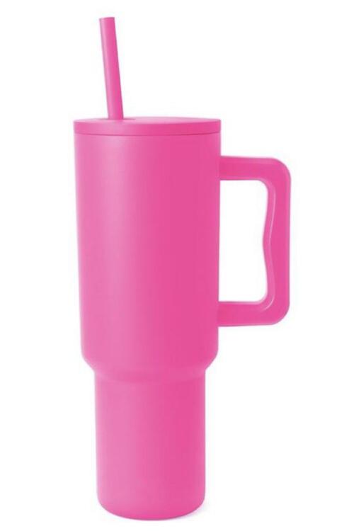 Monochromatic Stainless Steel Tumbler with Matching Straw Trendsi