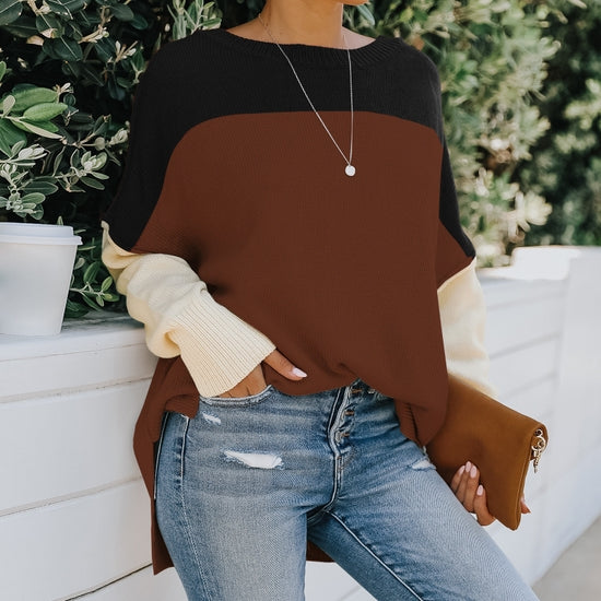 Knit Color Block Dolman Sweater ePretty