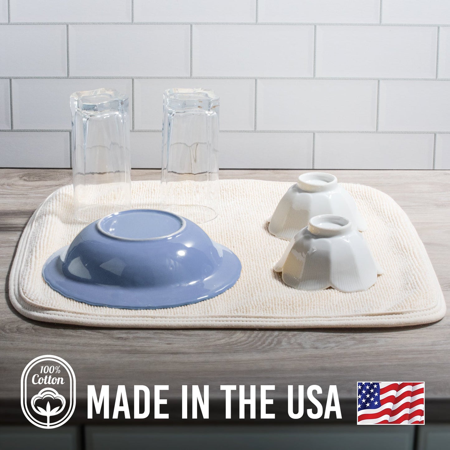 100% Cotton Dish Drying Mat 16" x 18.5"