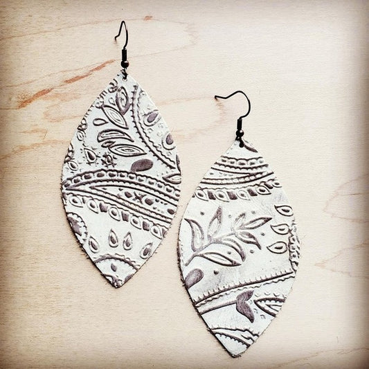 Leather Oval Earring Oyster Paisley The Jewelry Junkie