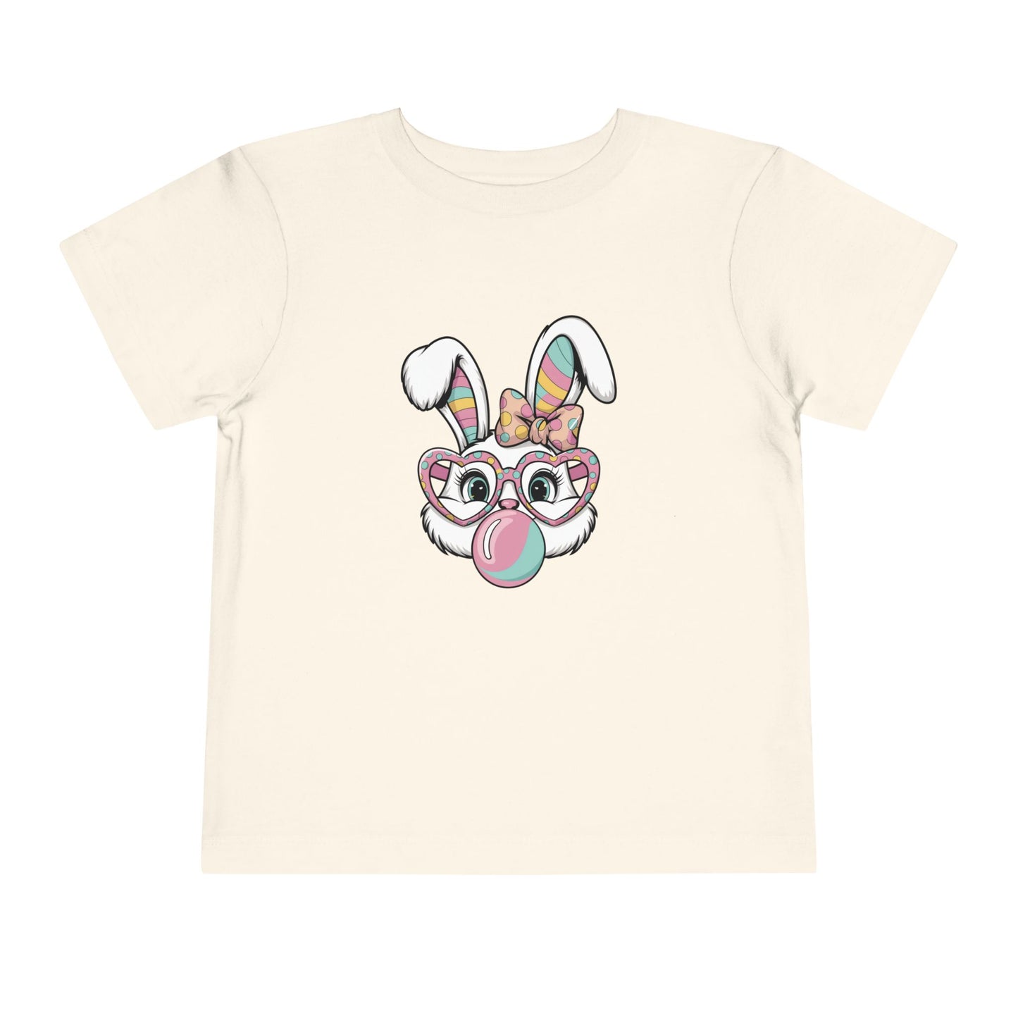 Toddler Tee — Cute Bunny with Glasses & Bubblegum Graphic