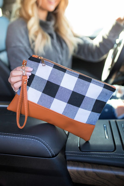 Buffalo Plaid Wristlet Clutch Bag