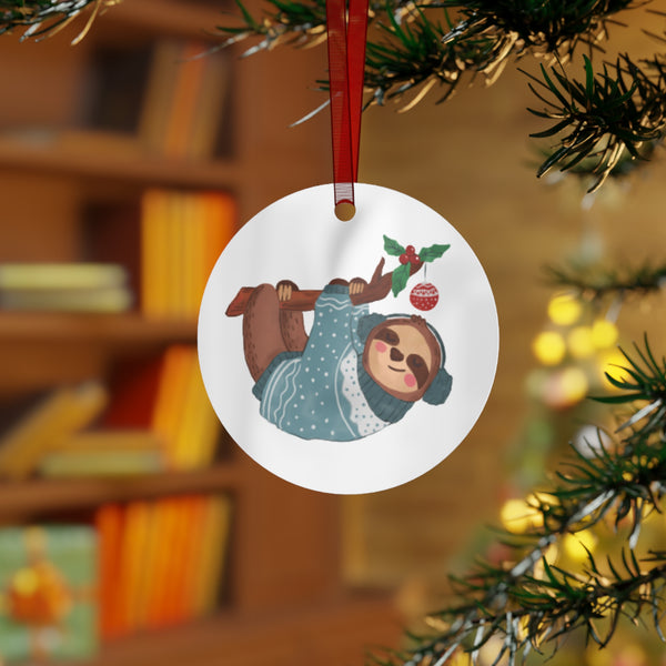 Christmas Sloth Metal Ornament