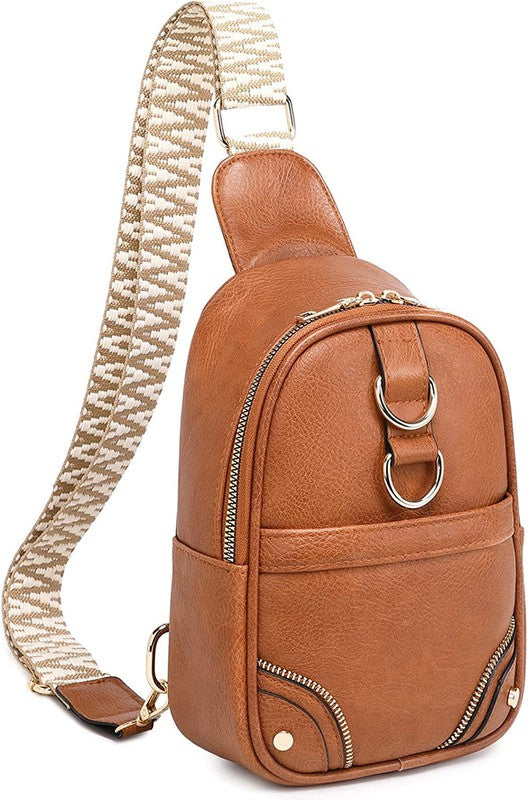 Gold Ring Zipper Sling Travel Crossbody Bag