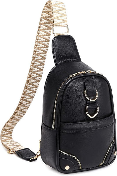 Gold Ring Zipper Sling Travel Crossbody Bag