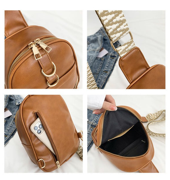 Gold Ring Zipper Sling Travel Crossbody Bag