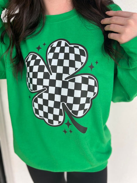 Checkered Clover Sweatshirt Ask Apparel