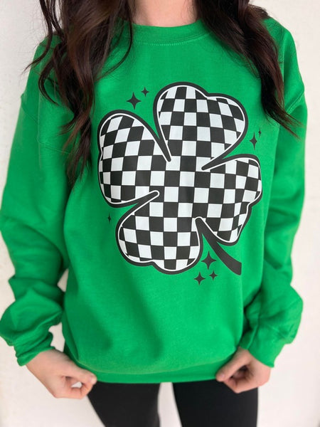 Checkered Clover Sweatshirt Ask Apparel