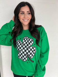 Checkered Clover Sweatshirt Ask Apparel