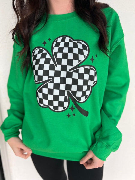 Checkered Clover Sweatshirt Ask Apparel