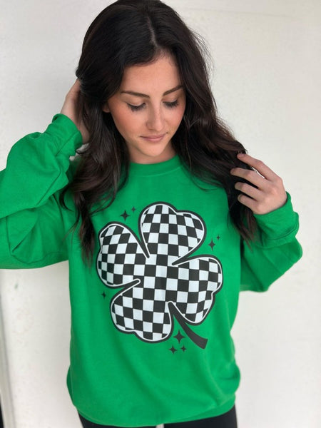 Checkered Clover Sweatshirt Ask Apparel