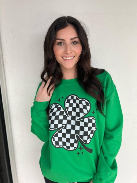 Checkered Clover Sweatshirt Ask Apparel