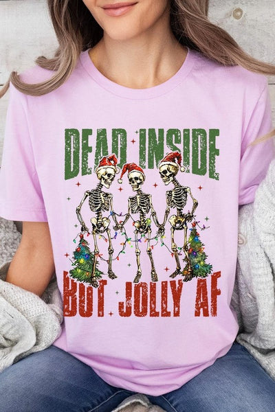 Dead Inside But Jolly AF Skeleton Graphic Tee