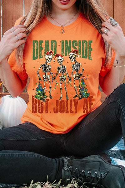 Dead Inside But Jolly AF Skeleton Graphic Tee