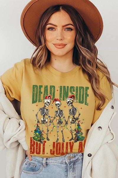 Dead Inside But Jolly AF Skeleton Graphic Tee