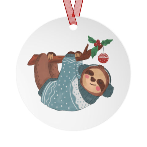 Christmas Sloth Metal Ornament