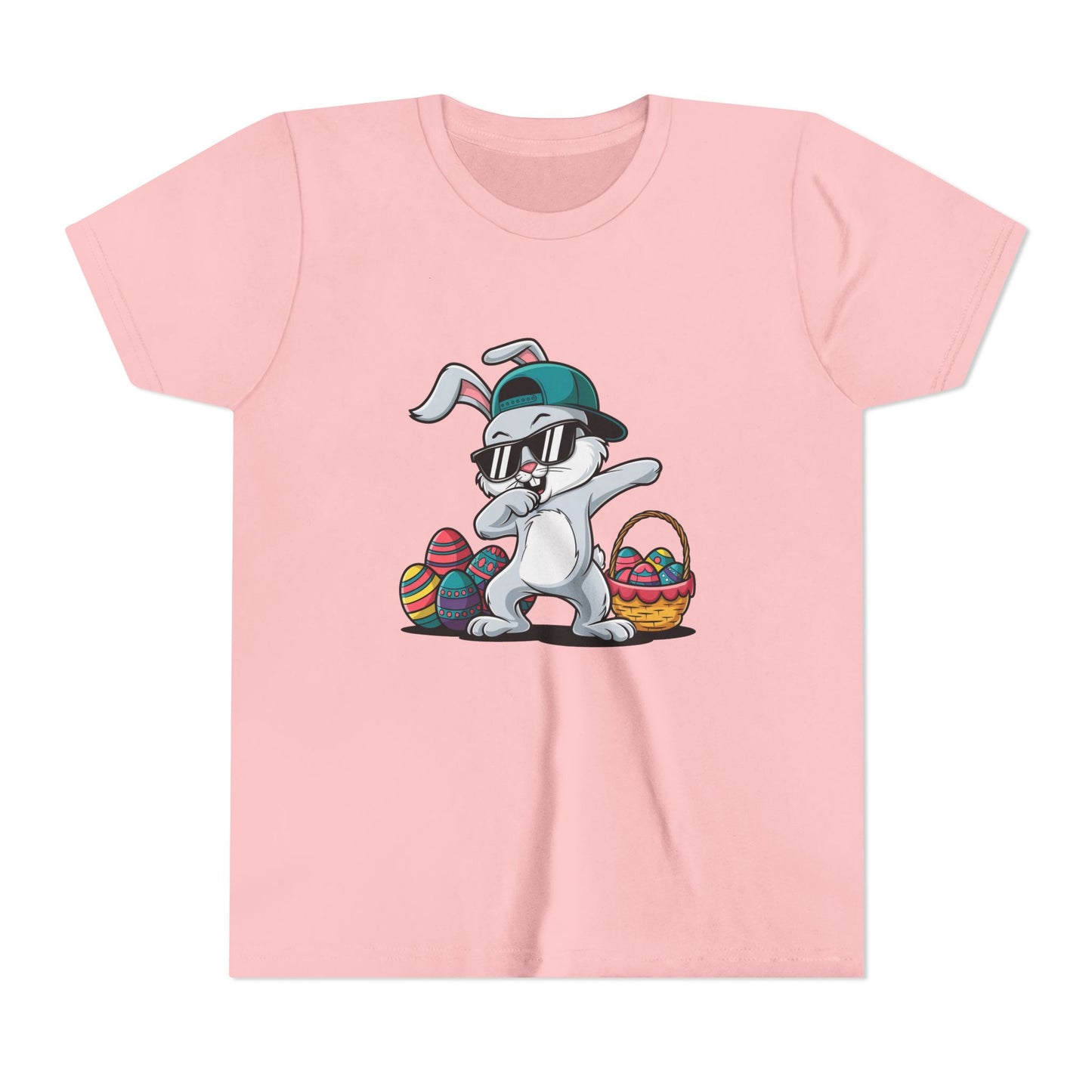 Youth Tee — Cool Dabbing Easter Bunny with Sunglasses & Egg Basket