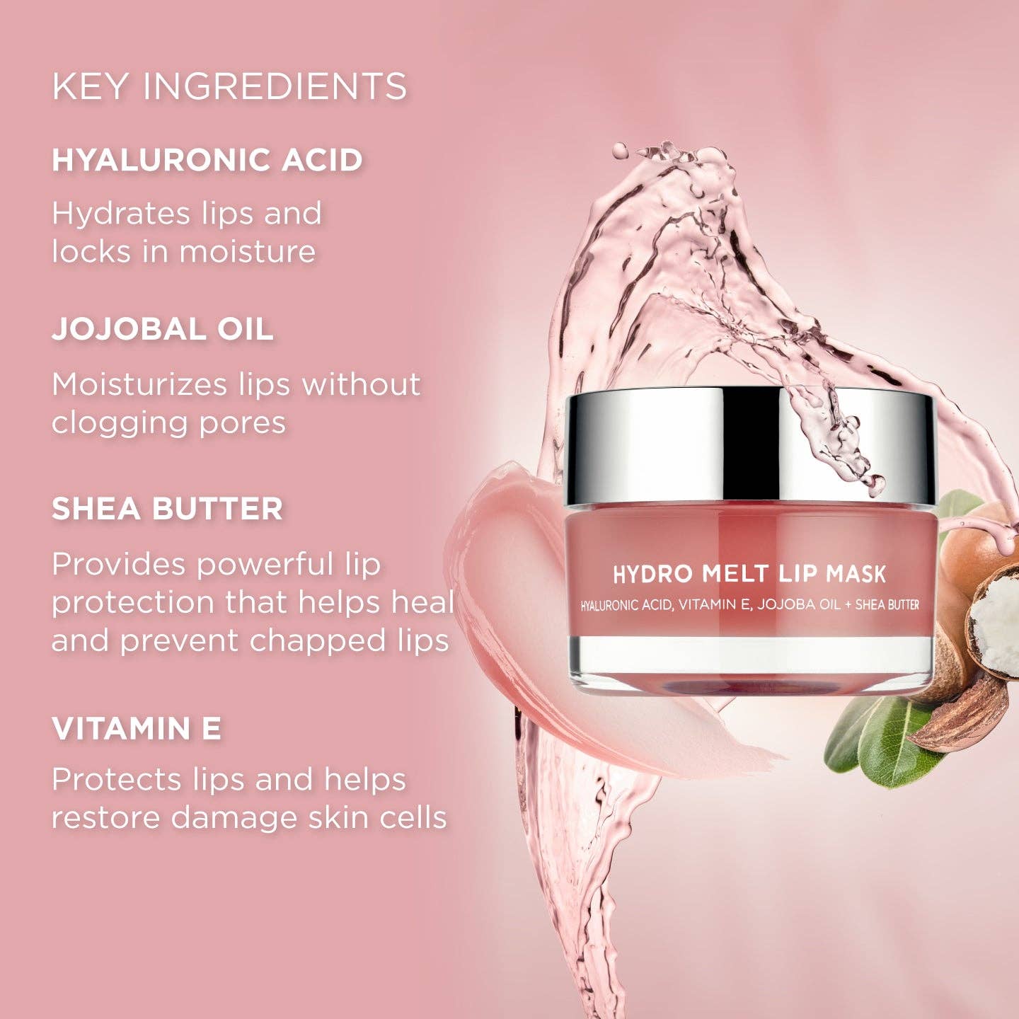 HYDRO MELT LIP MASK: Hush - Clear pink sheen