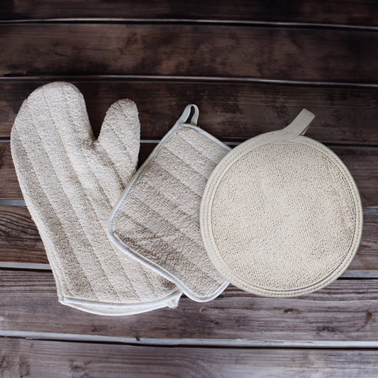100% Cotton Pot Holders & Oven Mitt