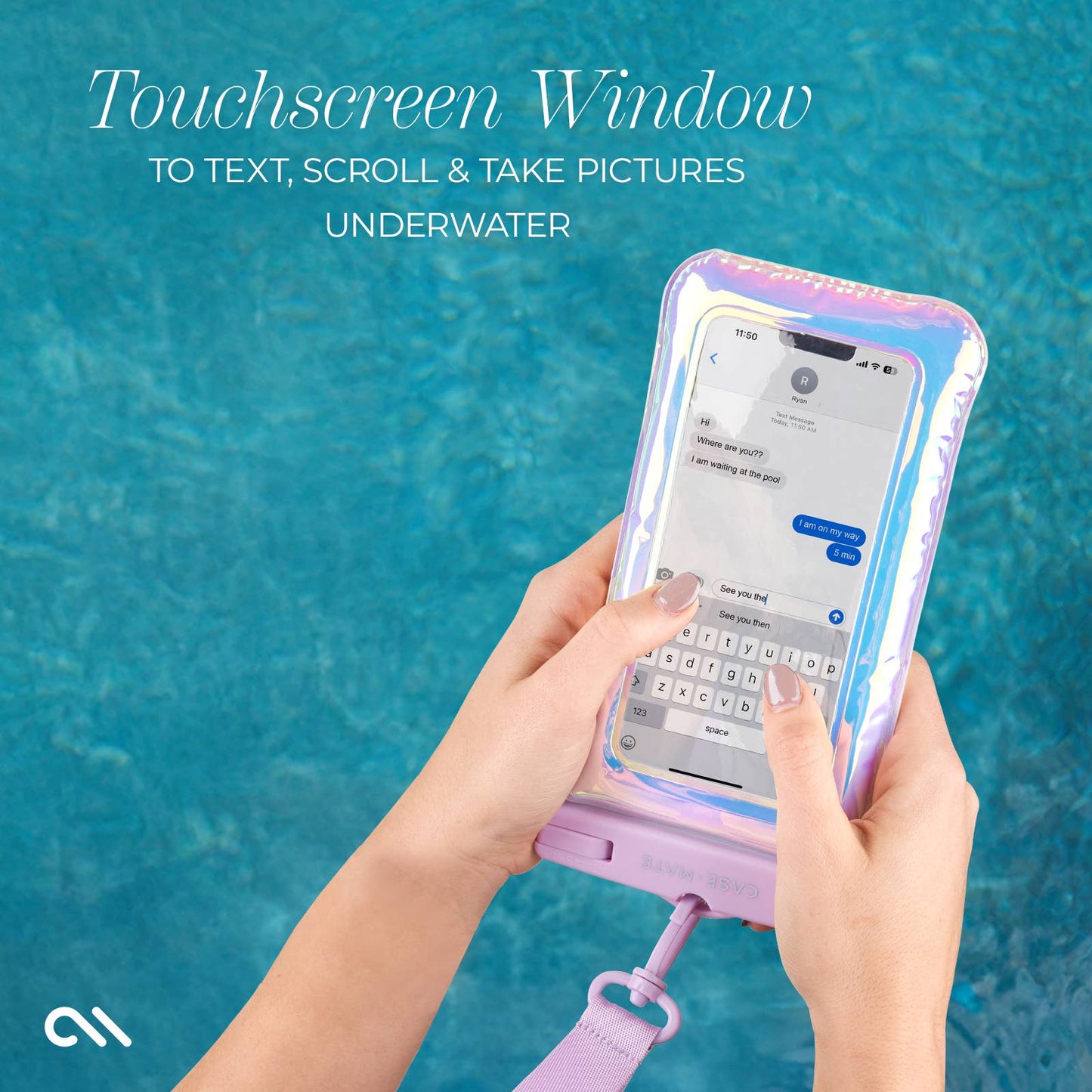 Case-Mate Waterproof Floating Phone Pouch: Silver Chrome