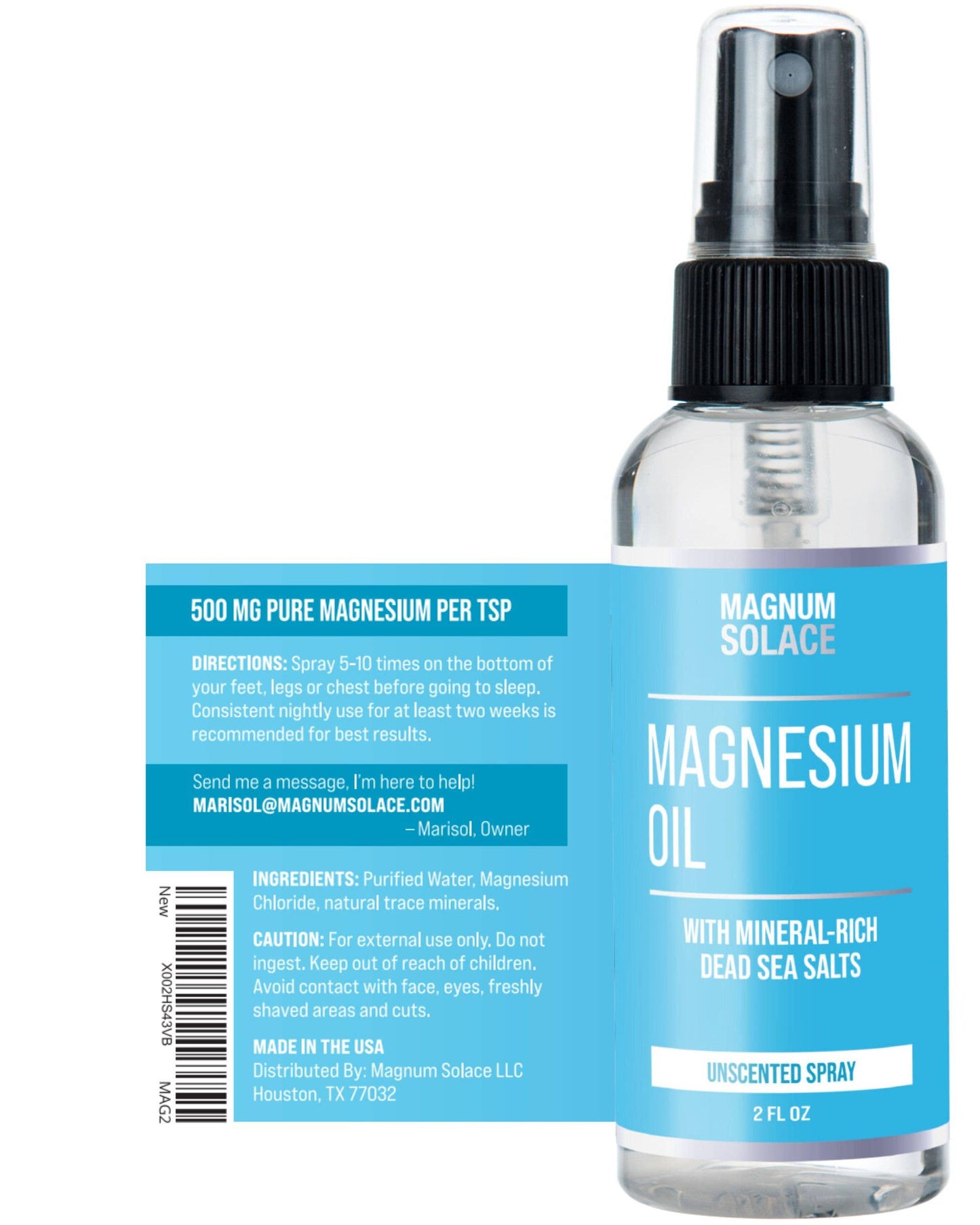 Magnesium Oil Spray for Restless Legs, Sleep, Muscle Relief: 2oz