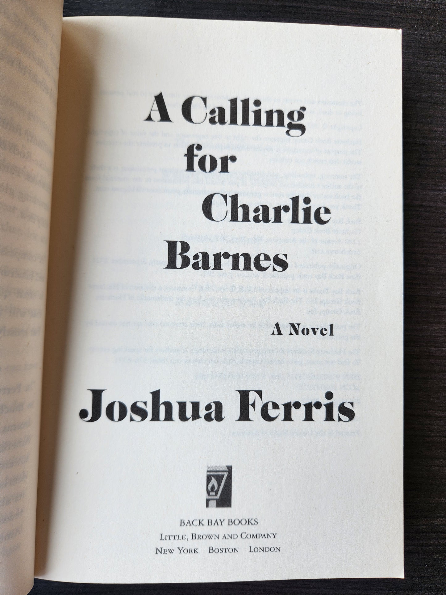*Pre-loved* A Calling for Charlie Barnes by Joshua Ferris