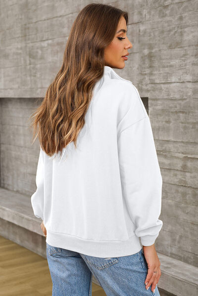 The "Ella" Quarter Zip Dropped Shoulder Sweatshirt Trendsi