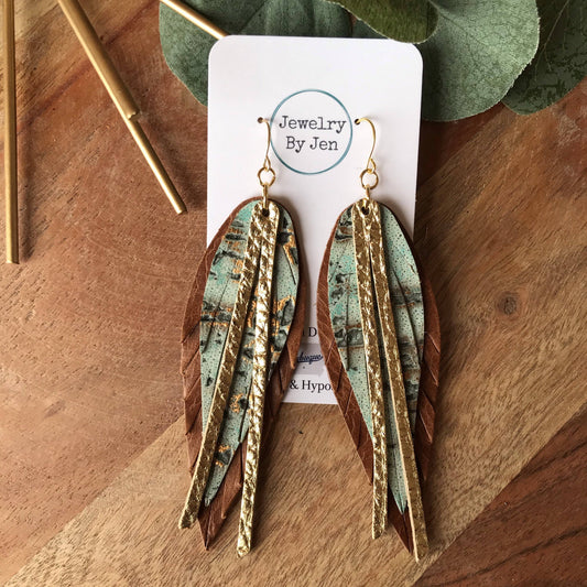 Narrow Fringe Feather Earrings Jewelry By Jen