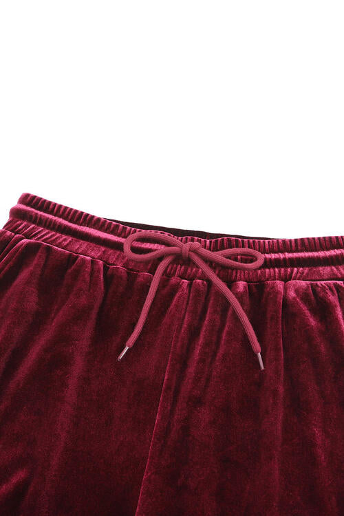 Velour Long Sleeve Top and Pants Lounge Set Trendsi