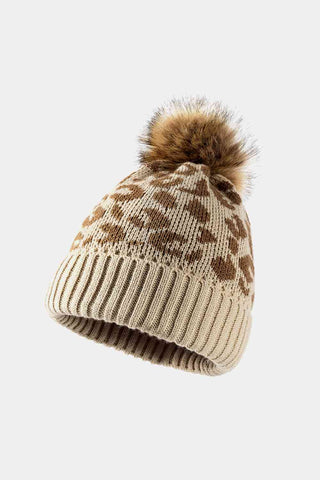 Leopard Pom-Pom Cuffed Beanie Trendsi