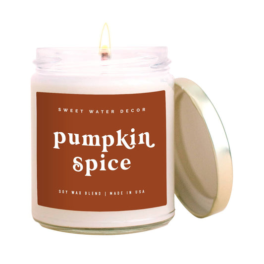 Pumpkin Spice 9 oz Soy Candle - Fall Home Decor & Gifts Sweet Water Decor