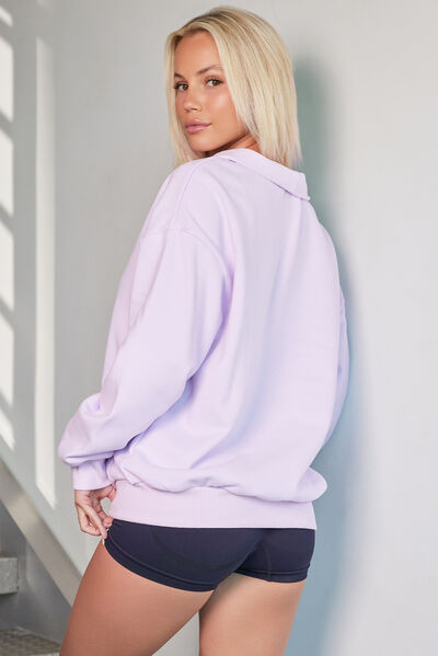 The "Ella" Quarter Zip Dropped Shoulder Sweatshirt Trendsi