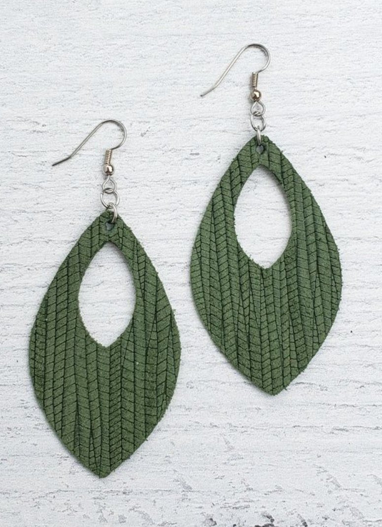 Forrest Green Leather Earrings Phoenix Shop LLC