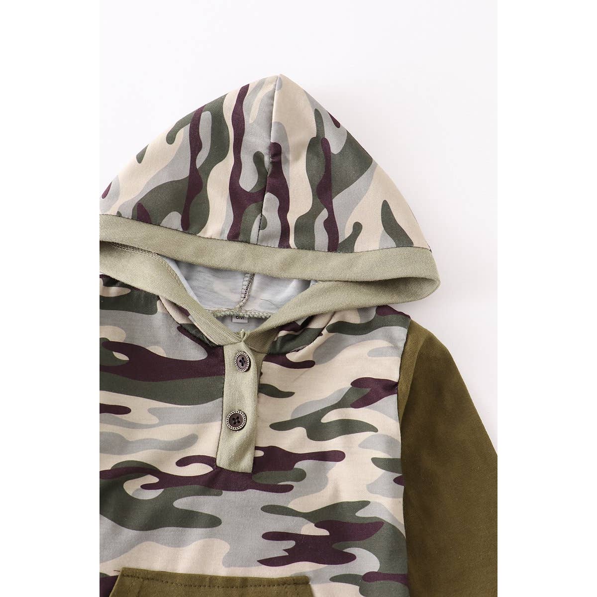 Camo Baby Romper Hoodie - 12 Month Honeydew