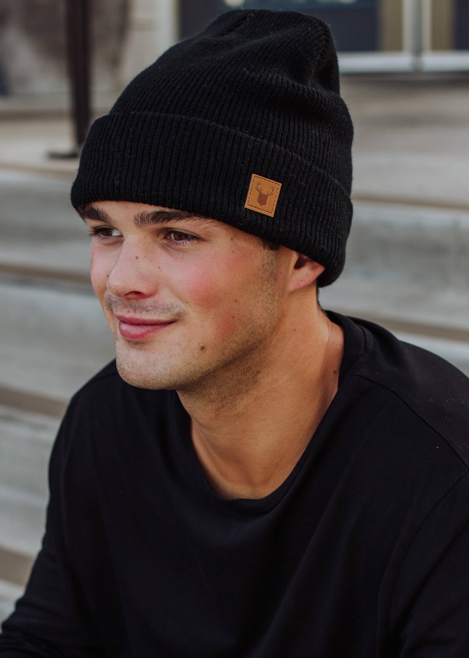 Men's Black Knit Beanie Panache Apparel Co.