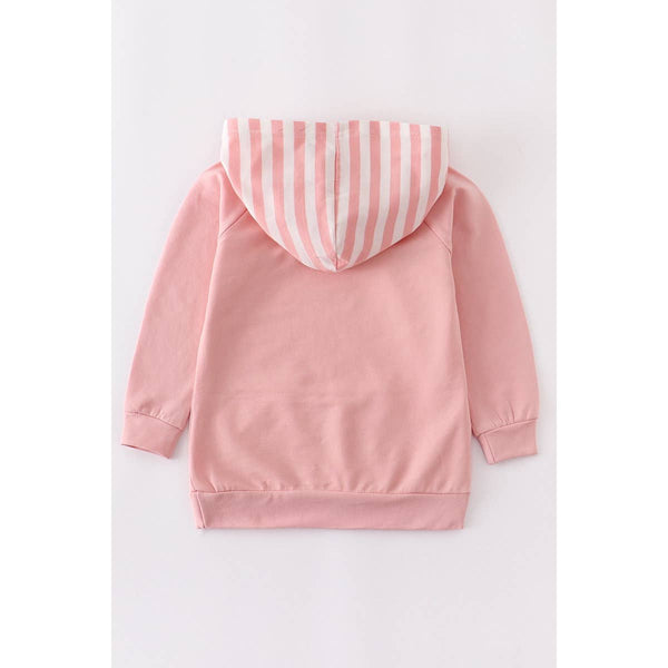 Girl Pink Stripe Pocket Hoodie Honeydew