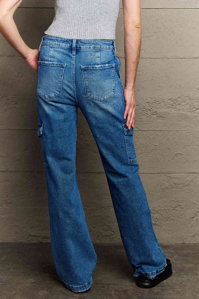 Kancan Holly High Waisted Cargo Flare Jeans Trendsi