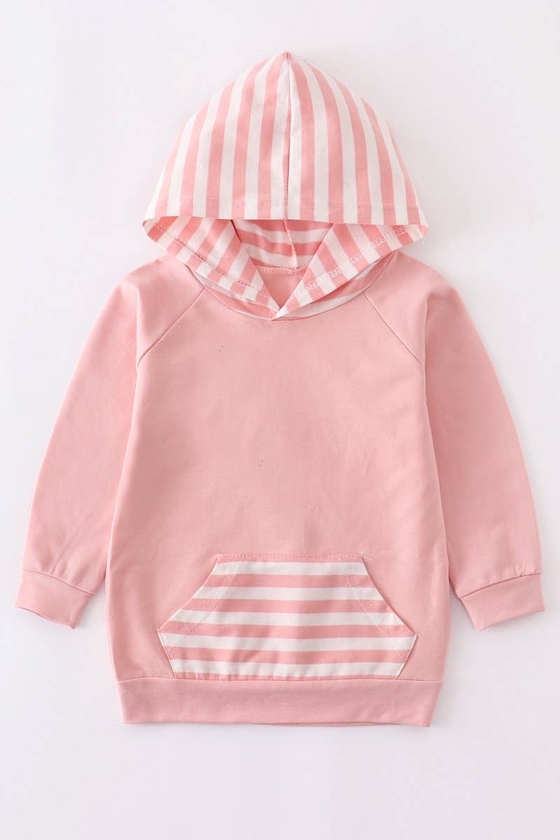 Girl Pink Stripe Pocket Hoodie Honeydew