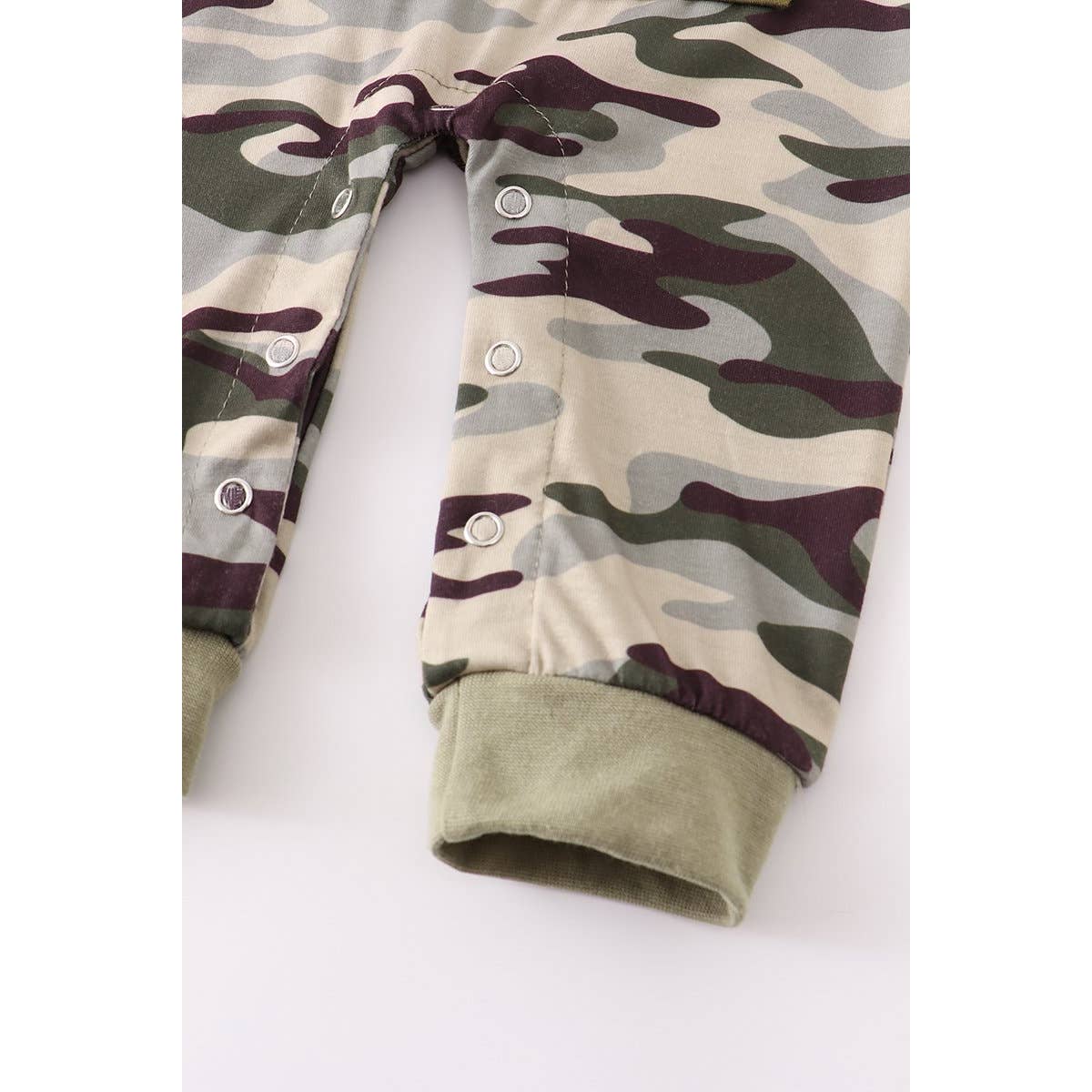 Camo Baby Romper Hoodie - 12 Month Honeydew