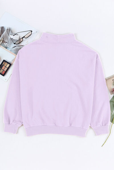 The "Ella" Quarter Zip Dropped Shoulder Sweatshirt Trendsi