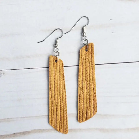 Mustard Leather Earrings Phoenix Shop LLC