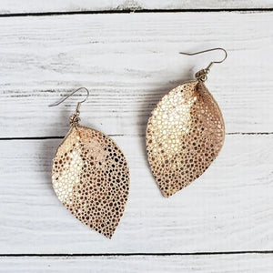 Rose Gold Pinched Leather Earrings Phoenix Shop LLC